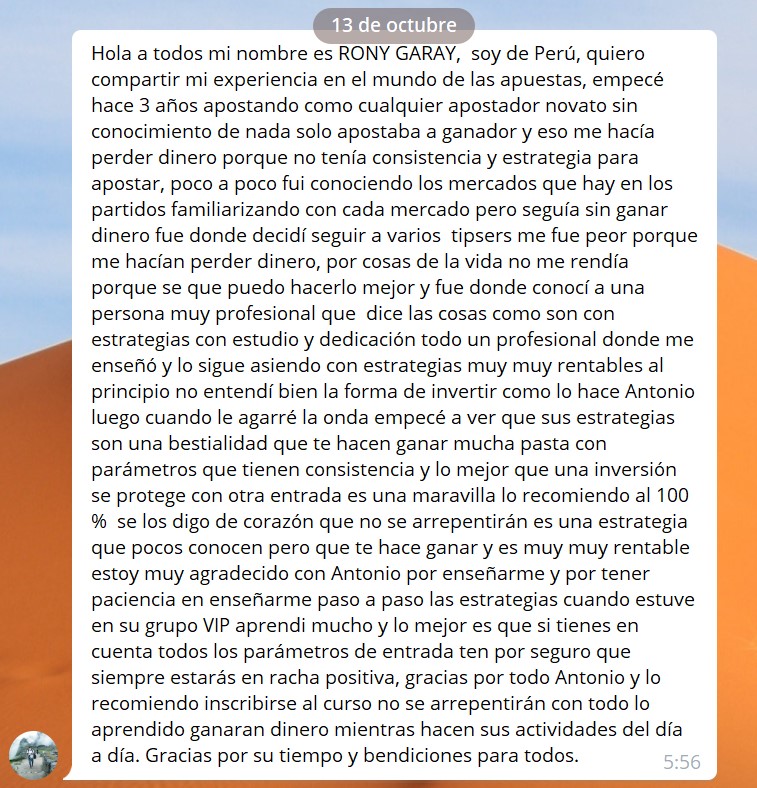 Testimonio de Telegram de Rony Garay Testimonio de Telegram de Rony Garay